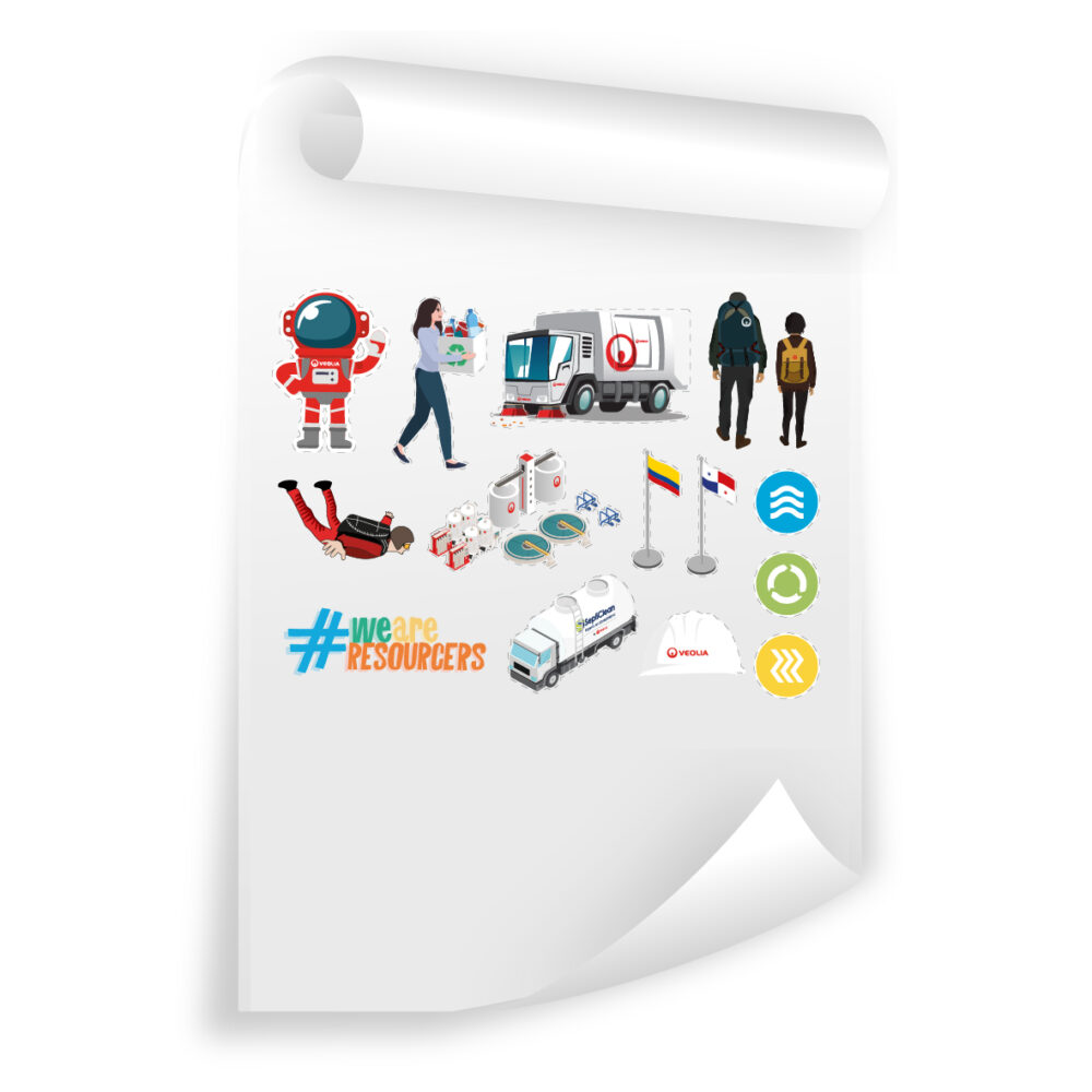 Hoja adhesiva carta con 14 stickers